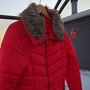 Arizona Jean Company Puffer with Faux Fur Trim